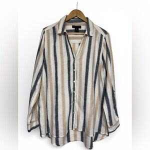 Coastal Stripe Linen Button Up Shirt | Relaxed Fit Summer